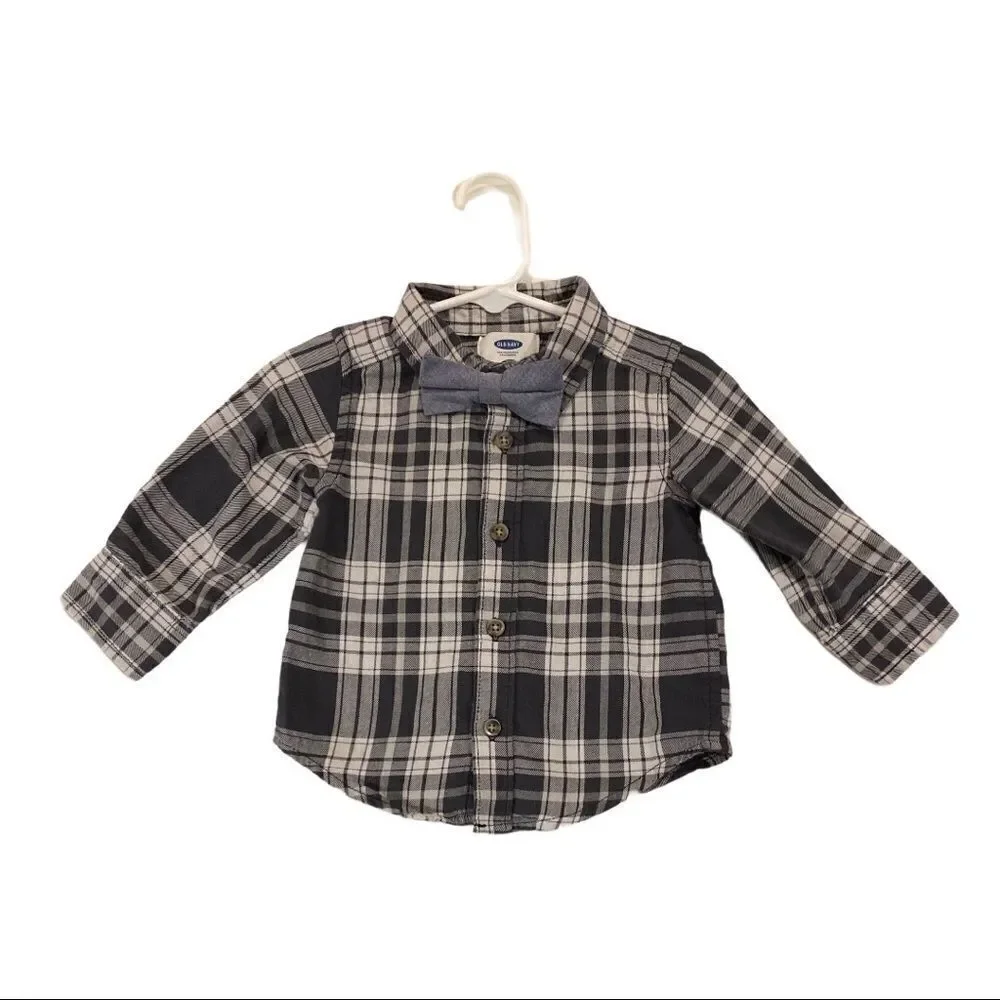 Boys Long Sleeve Button Down Shirt with Bow Tie